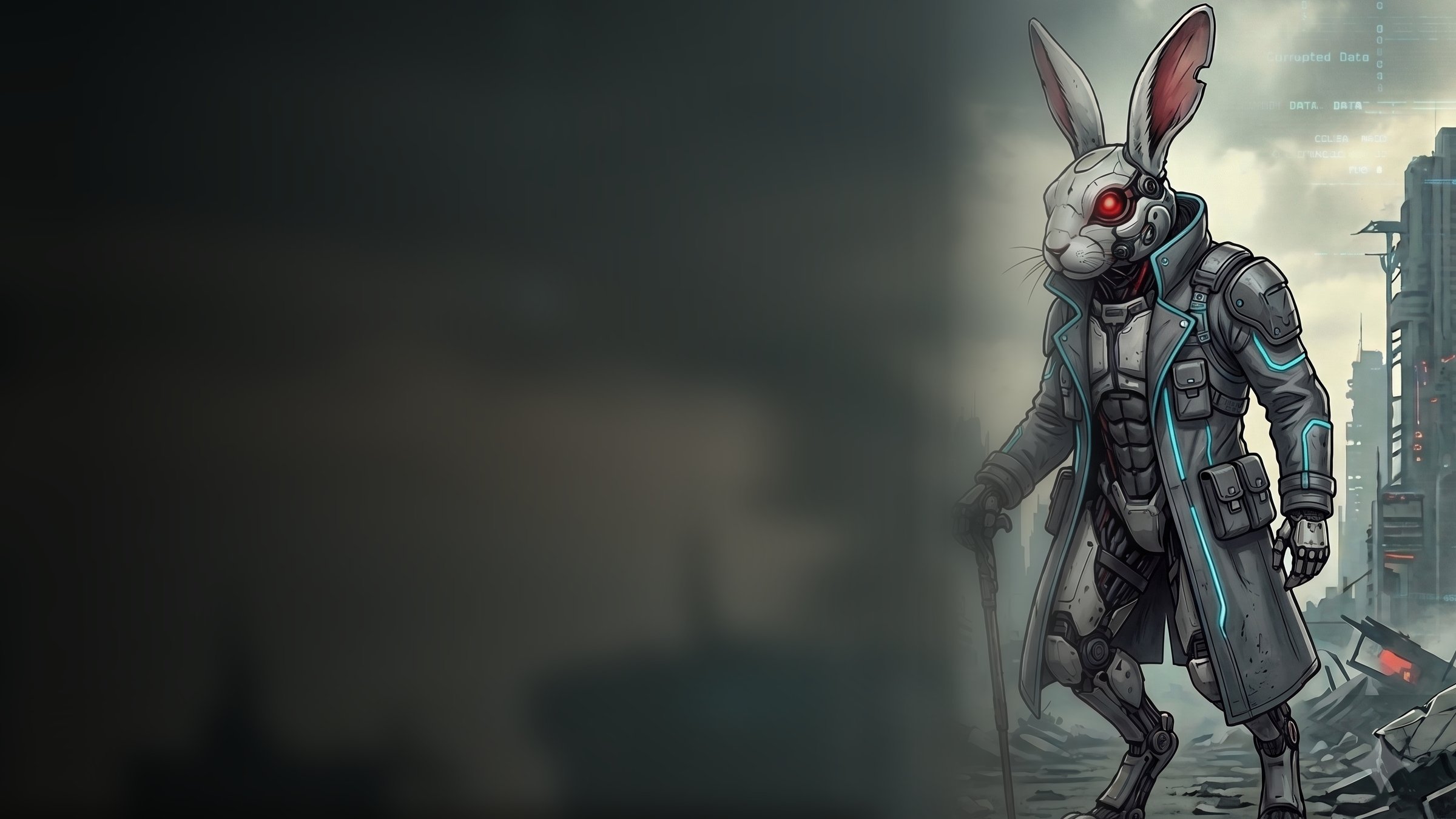 The White Rabbit — dystopian cyborg rabbit in a ruined city